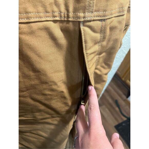 Carhartt Brown Overall Bibs Men’s Size 42x32 Preowned - Discoloration-Marks - Picture 5 of 16